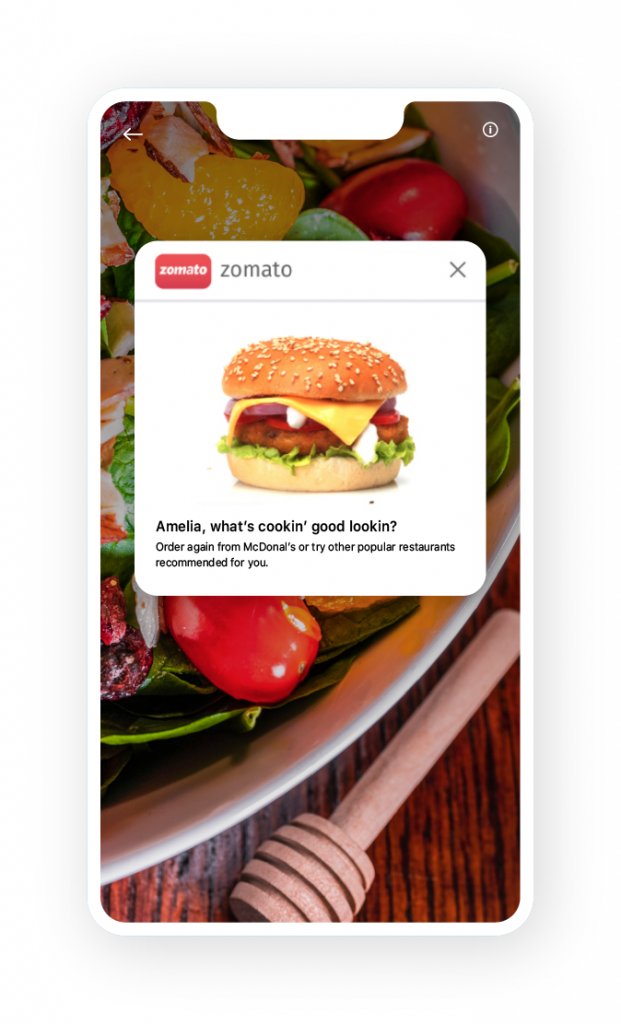 in-app push notifications inside a food delivery app