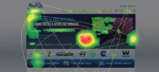 heatmap of the landing page for Truckers Assist website