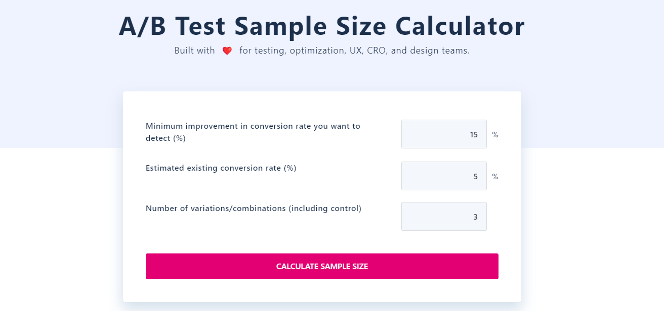 A/B Test Sample Size Calculator 