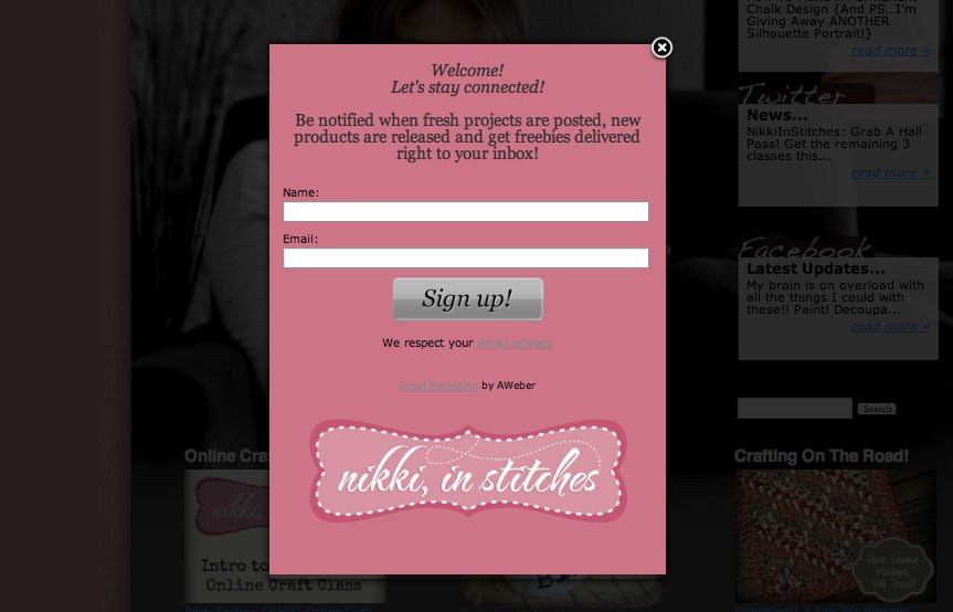 Example of a lightbox sign up form