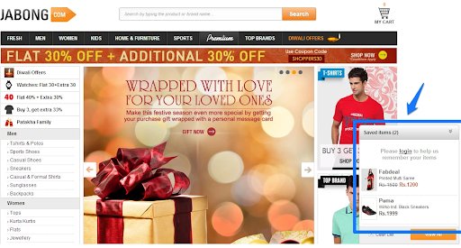 Persistent Shopping Cart On Jabong.com