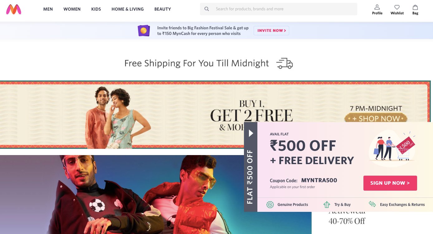 myntra offering discounts