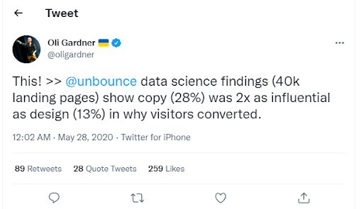 Unbounce Tweet